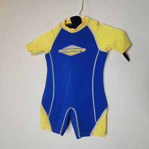 Ocean Pacific Kids Diving Surf Snorkeling Swim Wet Suit Size 5 Blue Yellow